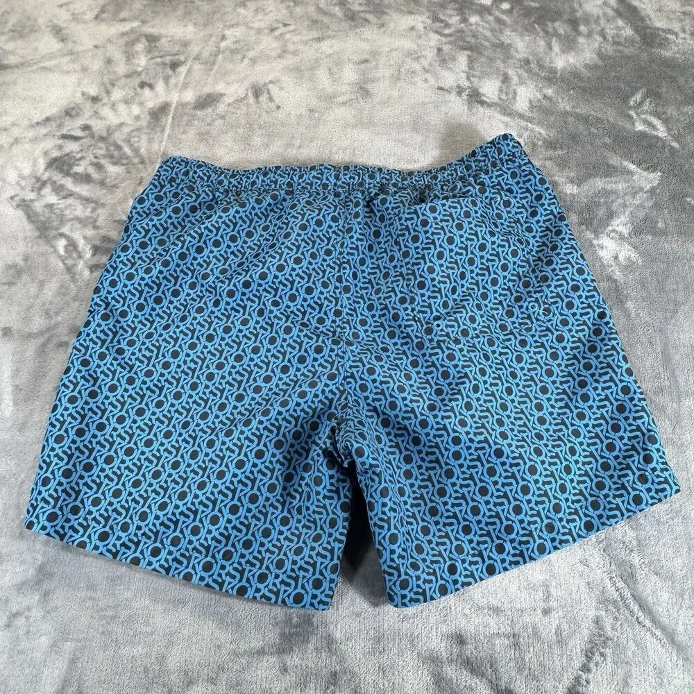 Michael Kors Sz XXL Mens Swim Shorts Allover AOP Logo Spelling BLUE Black